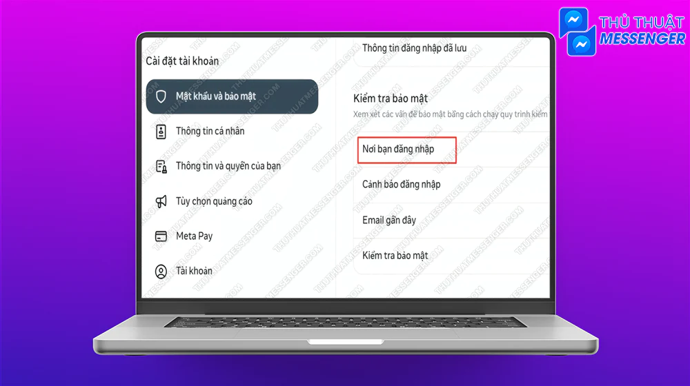 Bước 5: Chọn Nơi bạn đăng nhập.