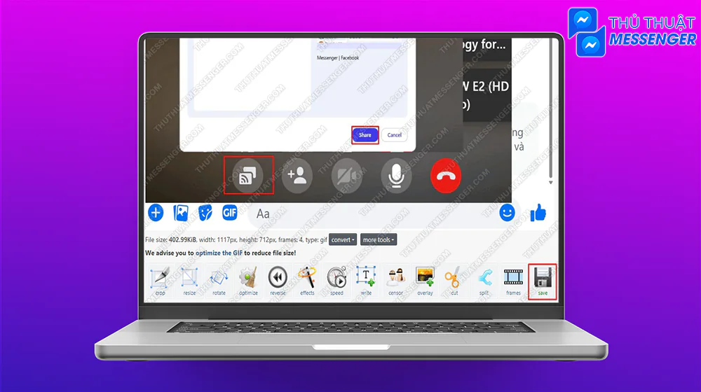 Bước 5: Nhấn Save để lưu vào máy tính và có thể gửi qua Messenger một cách dễ dàng.