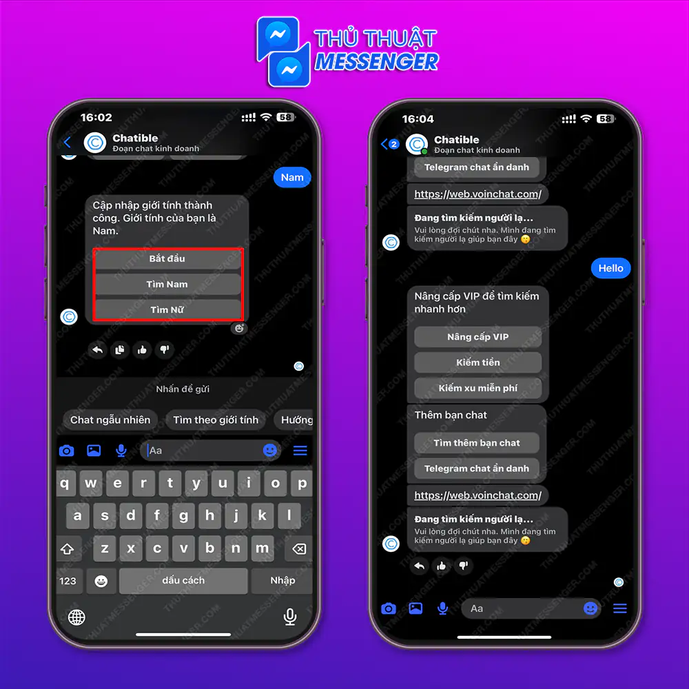 Bước 5: Chọn nhu cầu tìm bạn chat > Gửi lời chào.