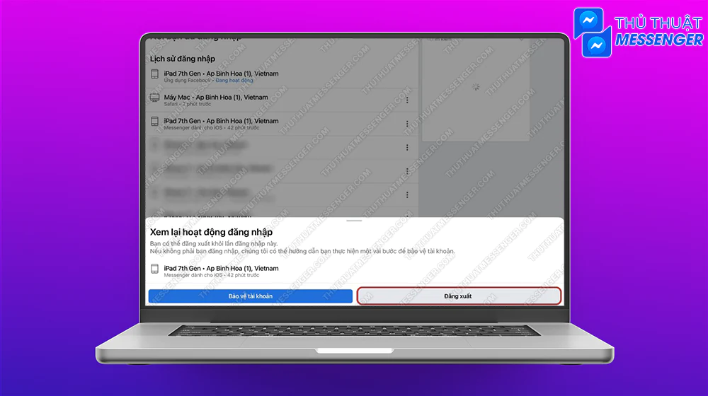 Bước 5: Chọn iPad muốn đăng xuất > Đăng xuất.