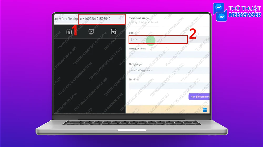 Bước 6: Chọn phần ID của tài khoản bạn muốn nhắn > Dán vào UID của tool.