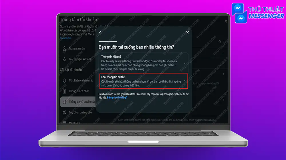 Bước 6: Chọn “Loại thông tin cụ thể”.