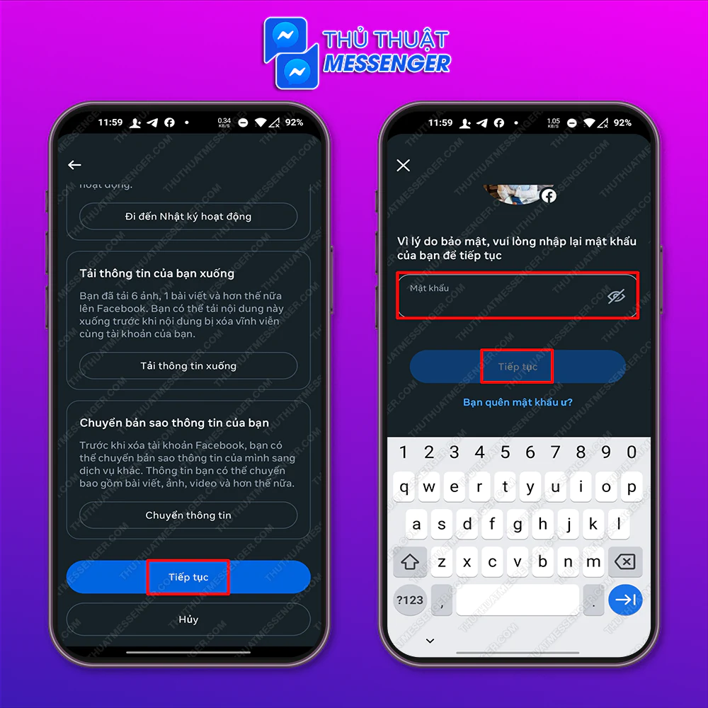 Bước 6: Chọn Tiếp tục > Nhập mật khẩu và Tiếp tục.