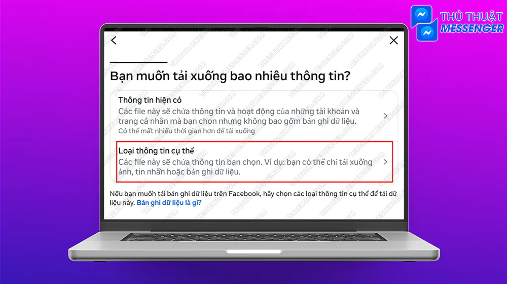Bước 6: Chọn vào Loại thông tin cụ thể.