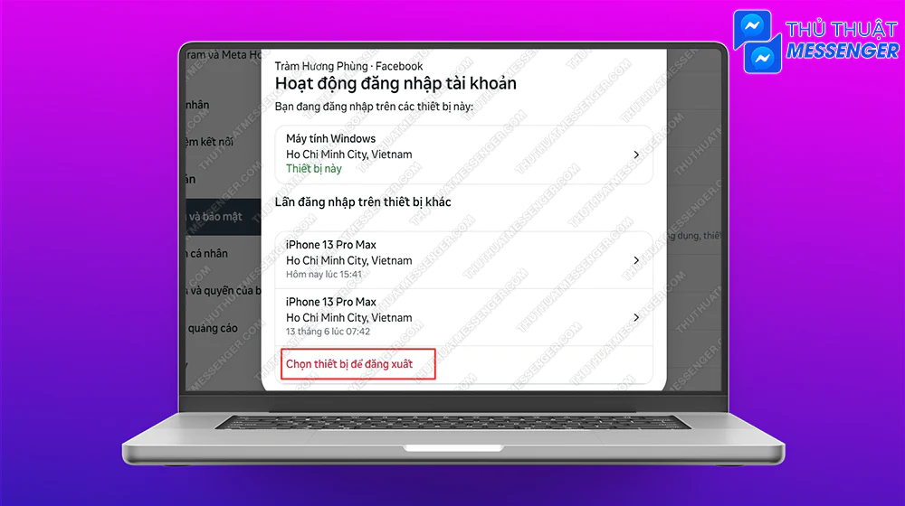 Bước 7: Tiếp tục chọn thiết bị để đăng xuất.