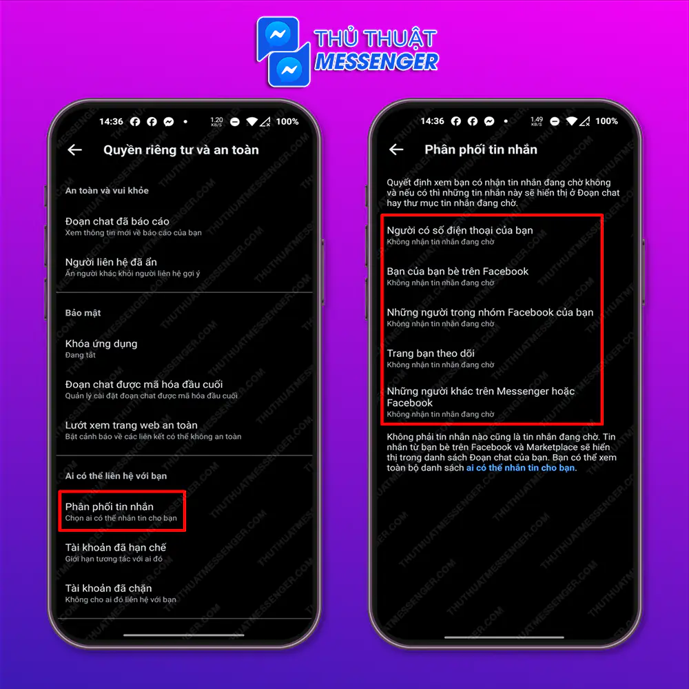 Cách chặn tin nhắn người lạ trên messenger bằng điện thoại android
