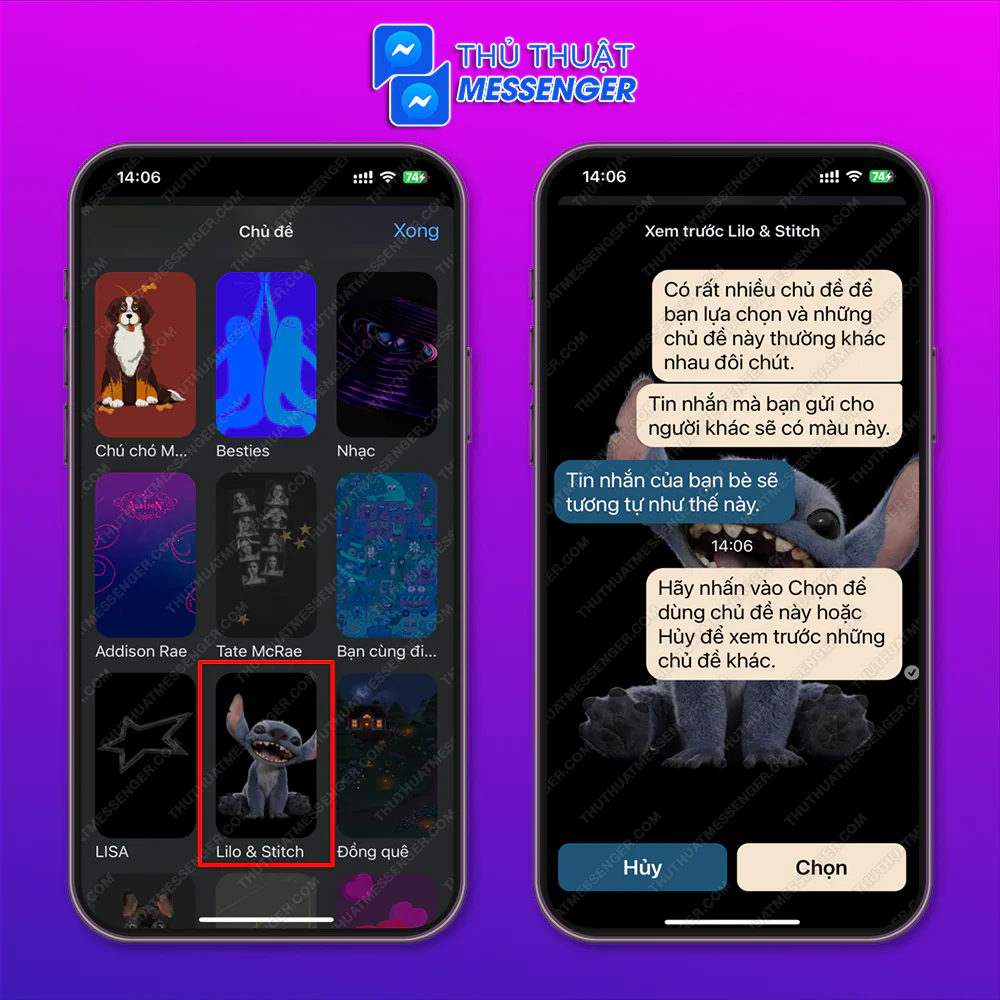 Chủ đề messenger đen “Lilo Stitch”