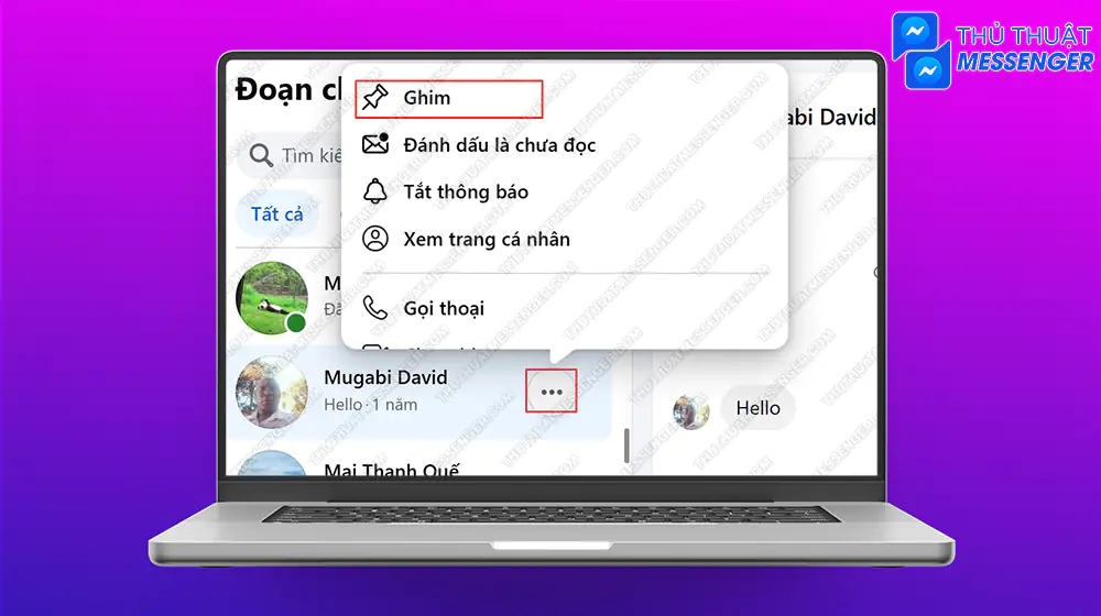 Cách ghim cuộc trò chuyện nhanh bằng máy tính