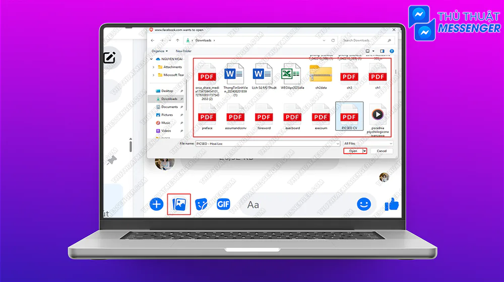 Cách gửi file Word qua Messenger trên máy tính