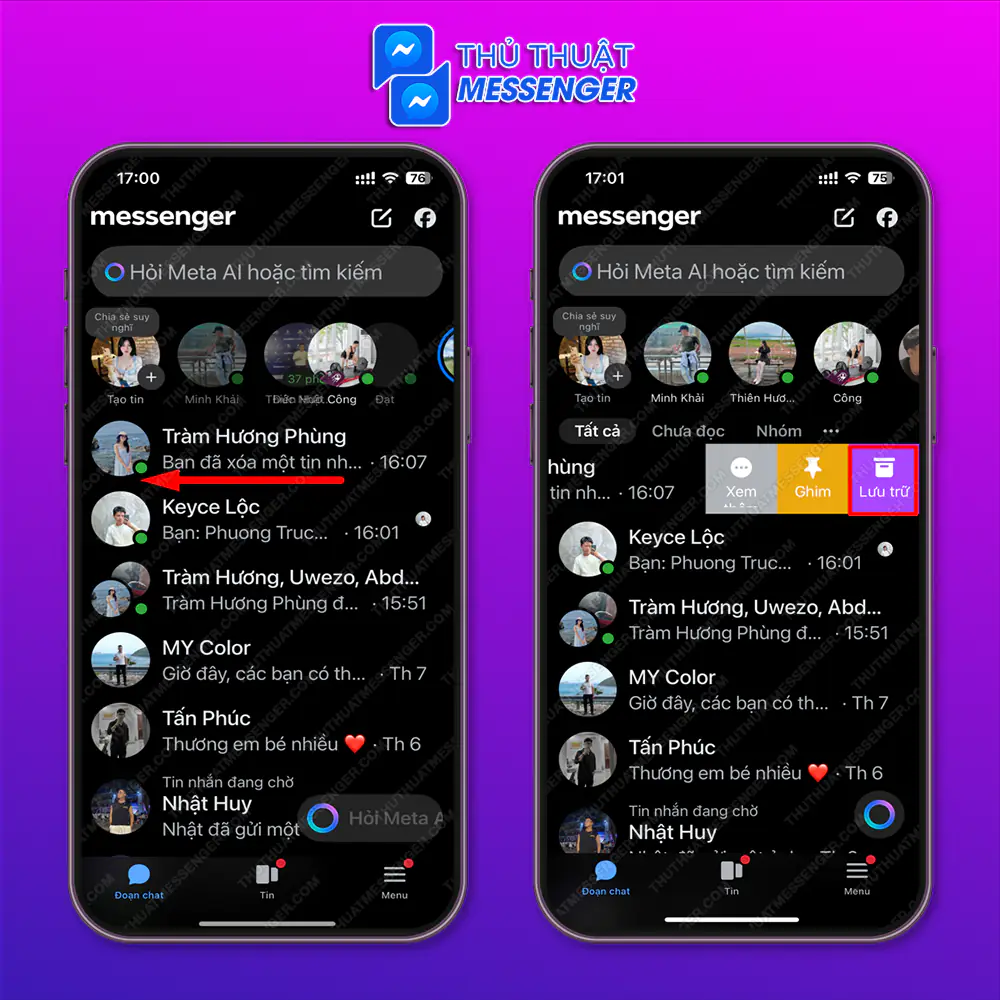 Cách lưu trữ tin nhắn messenger là gì