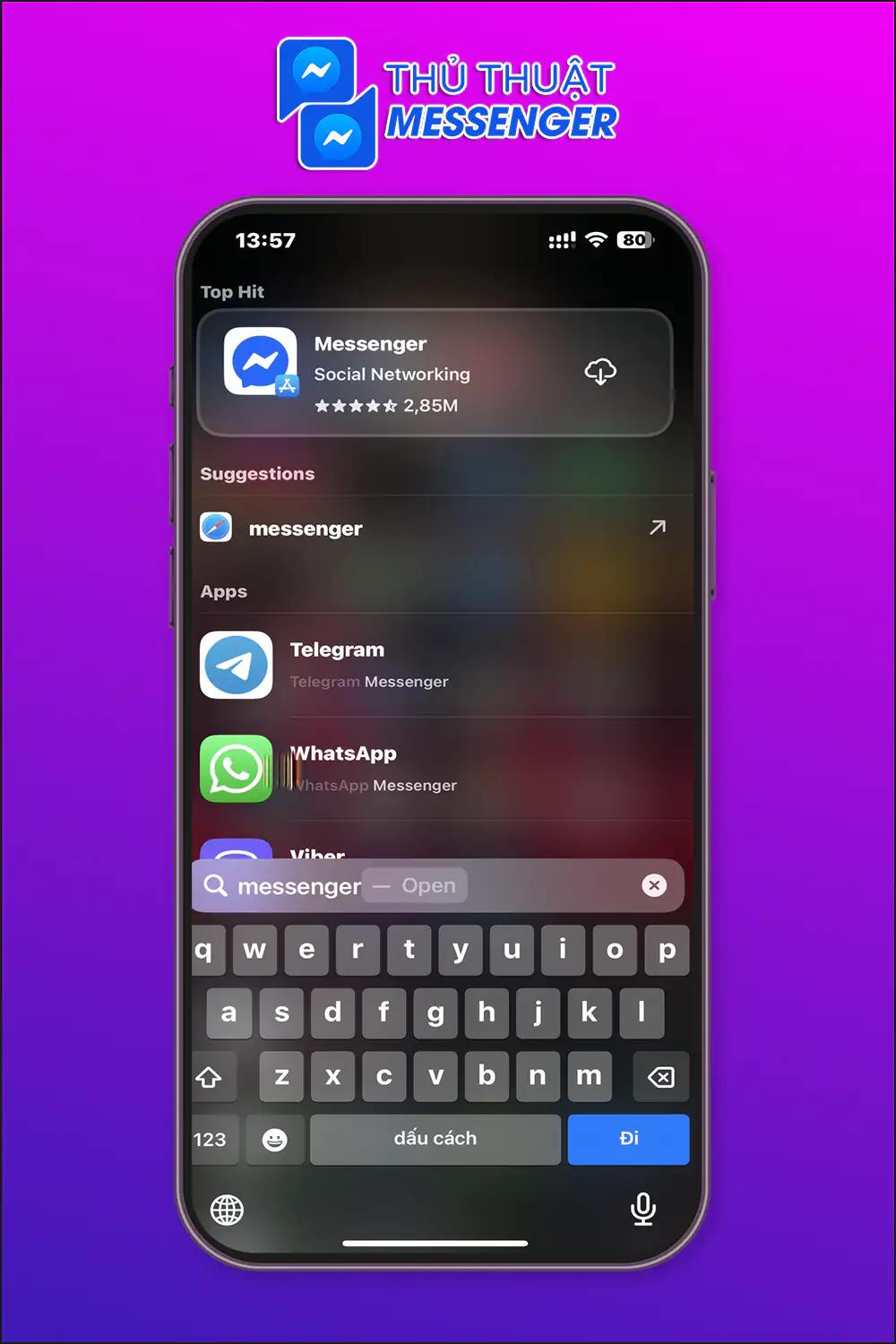 Bước 2: Nhập Messenger > Chọn Tải về.