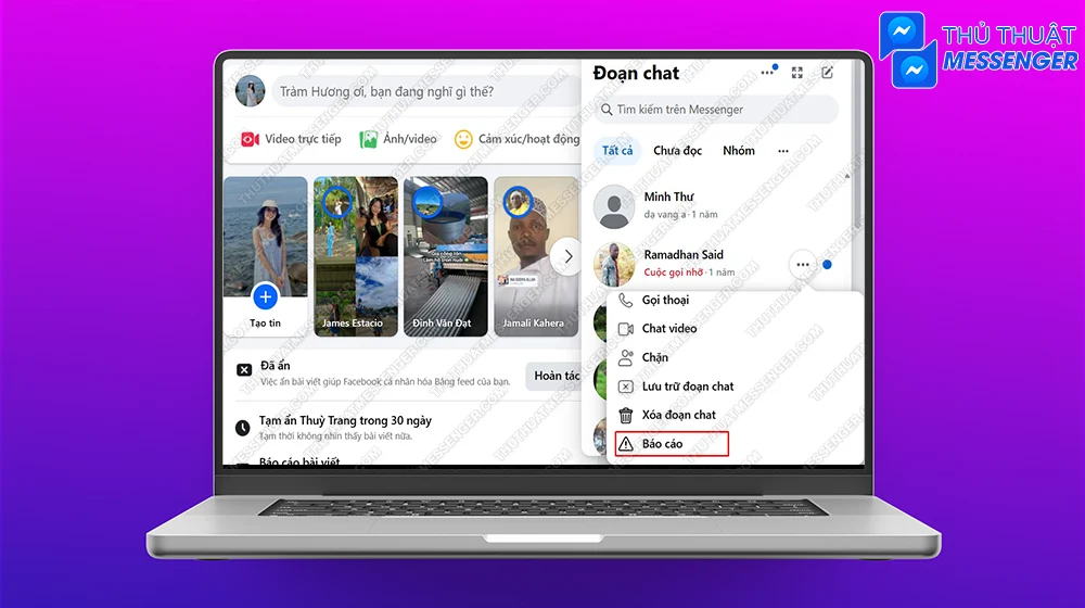 Bước 2: Chọn vào Báo Cáo.
