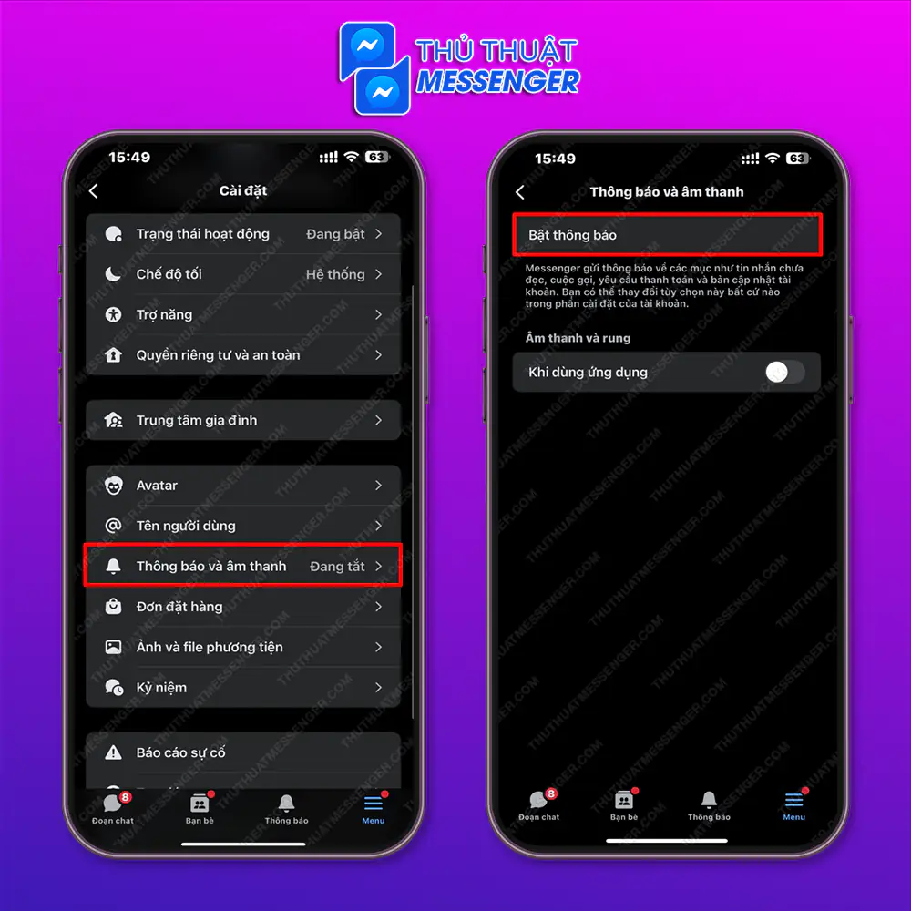 Chưa bật thông báo trên điện thoại