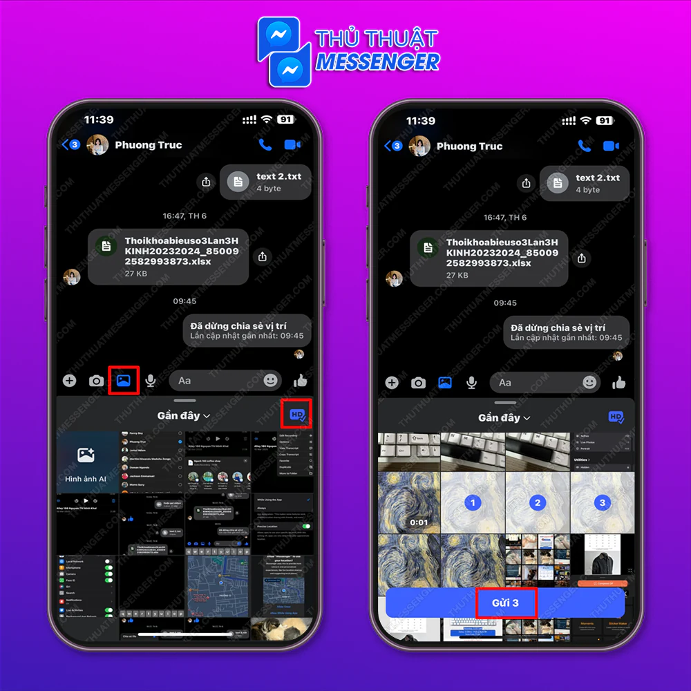 Dùng trực tiếp tính năng HD của ứng dụng