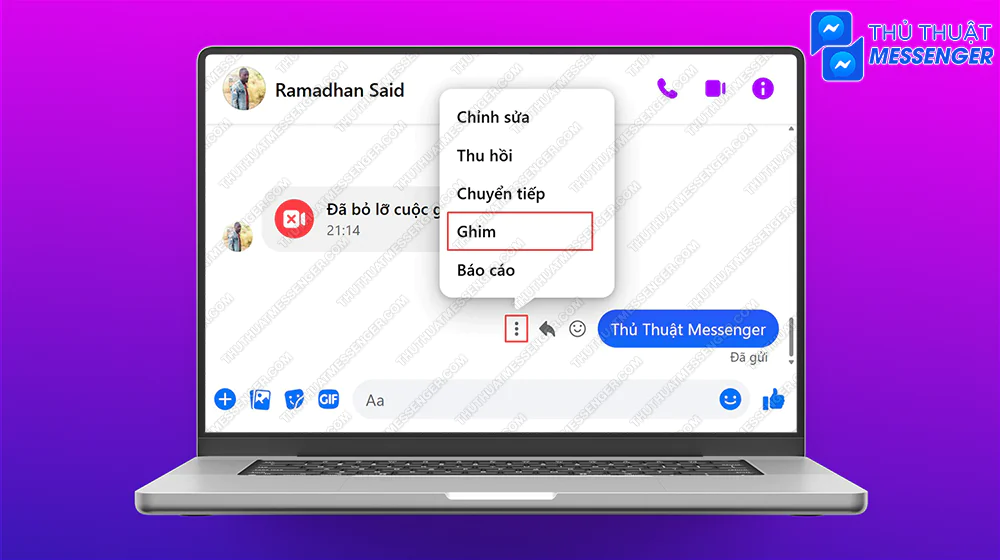 Ghim tin nhắn trên Messenger với máy tính
