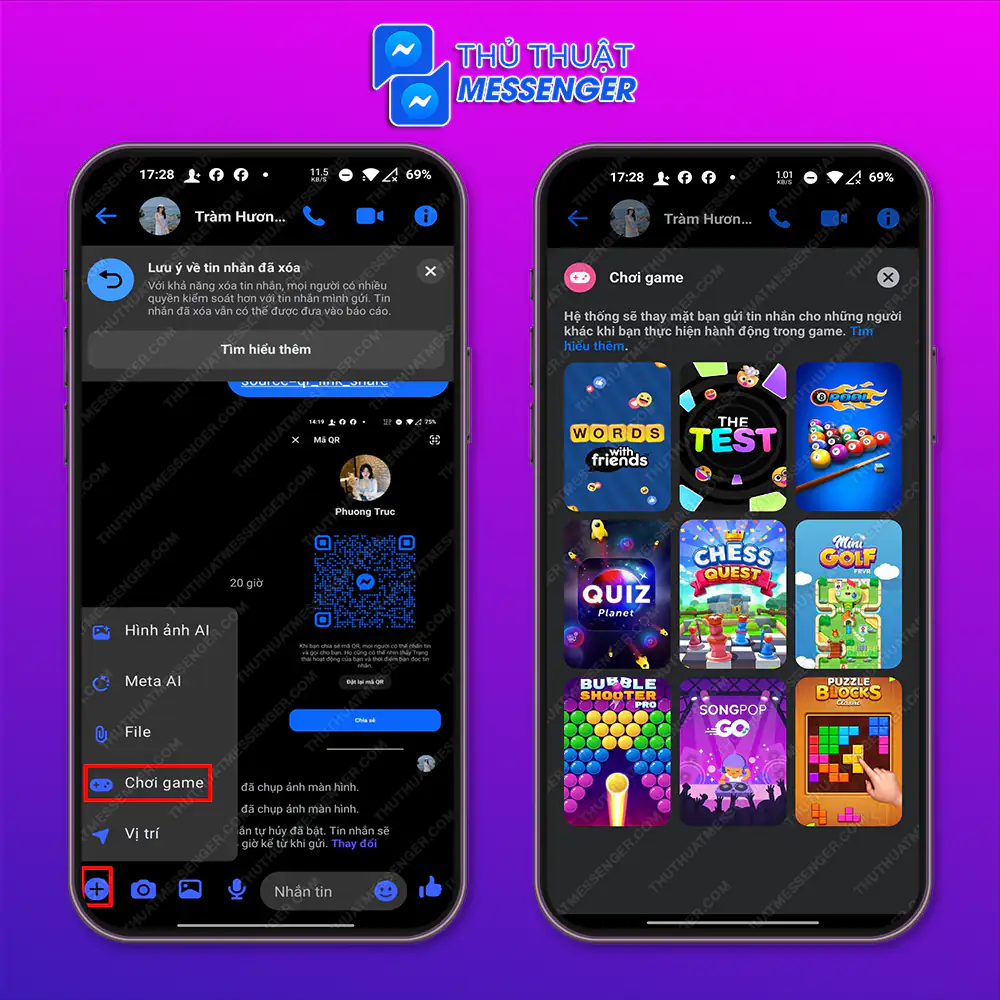 Hướng dẫn tham gia trò chơi trên Messenger với Android