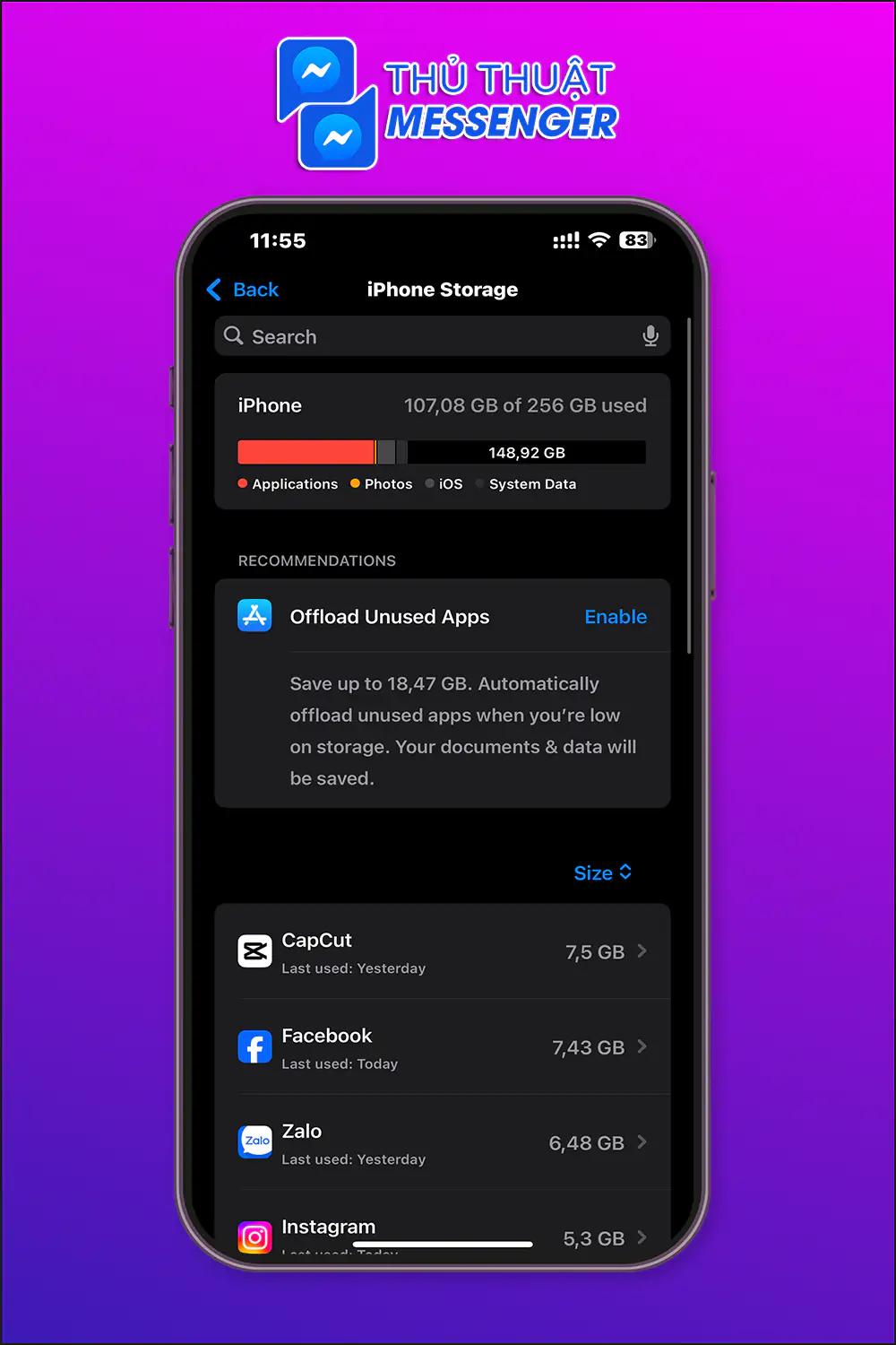 Không đủ dung lượng hoạt động