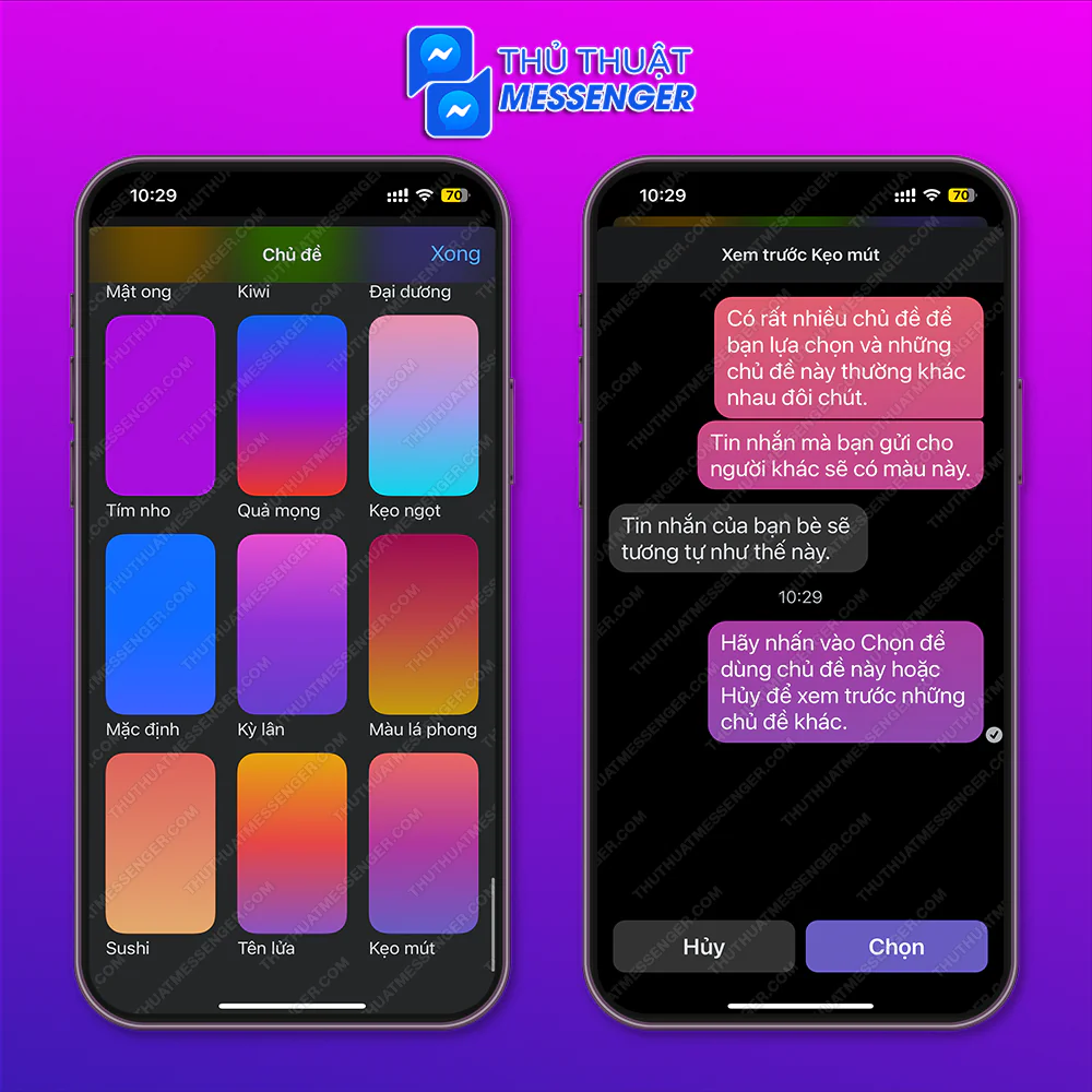 Messenger màu hồng kẹo mút