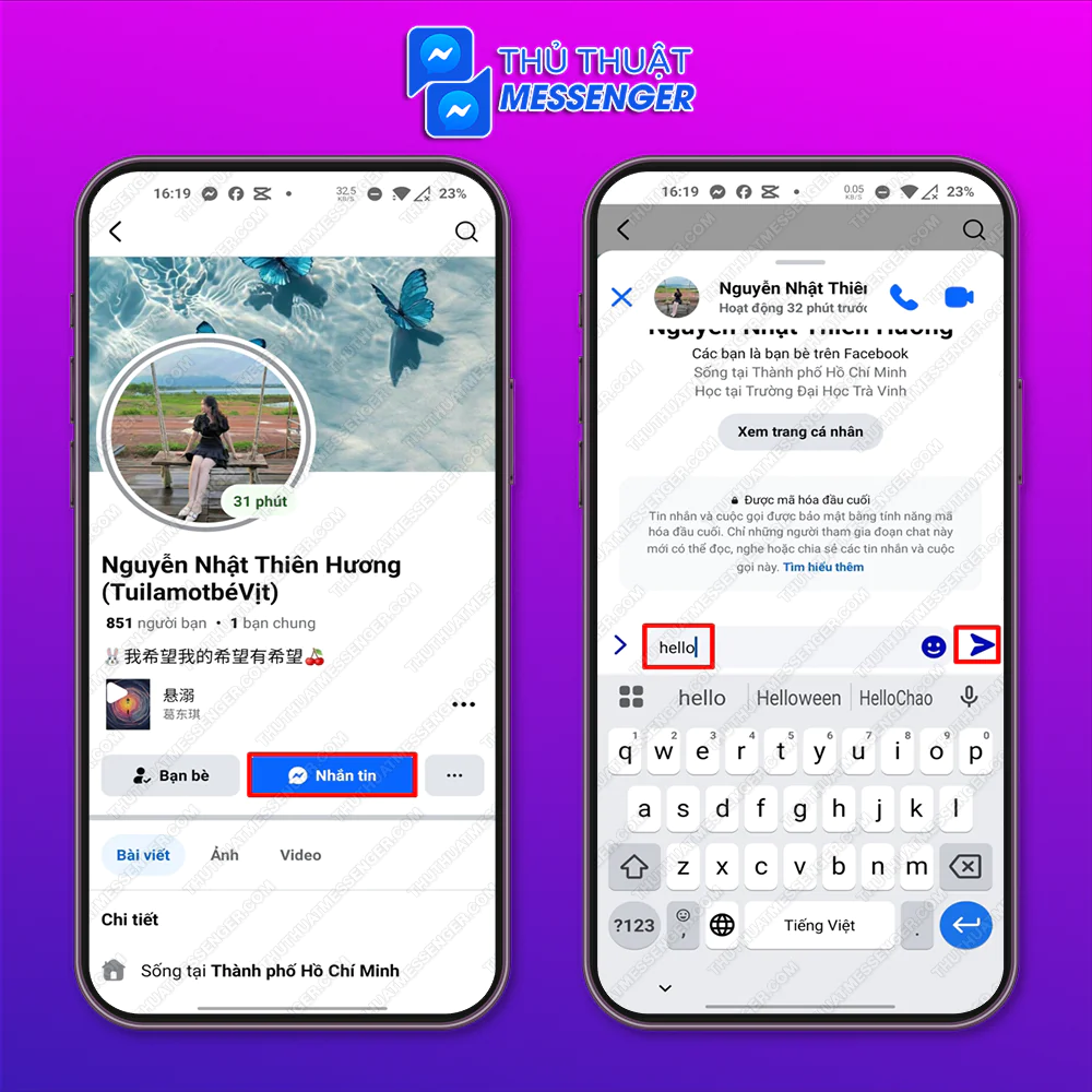 Nhắn tin nhanh bằng app Facebook