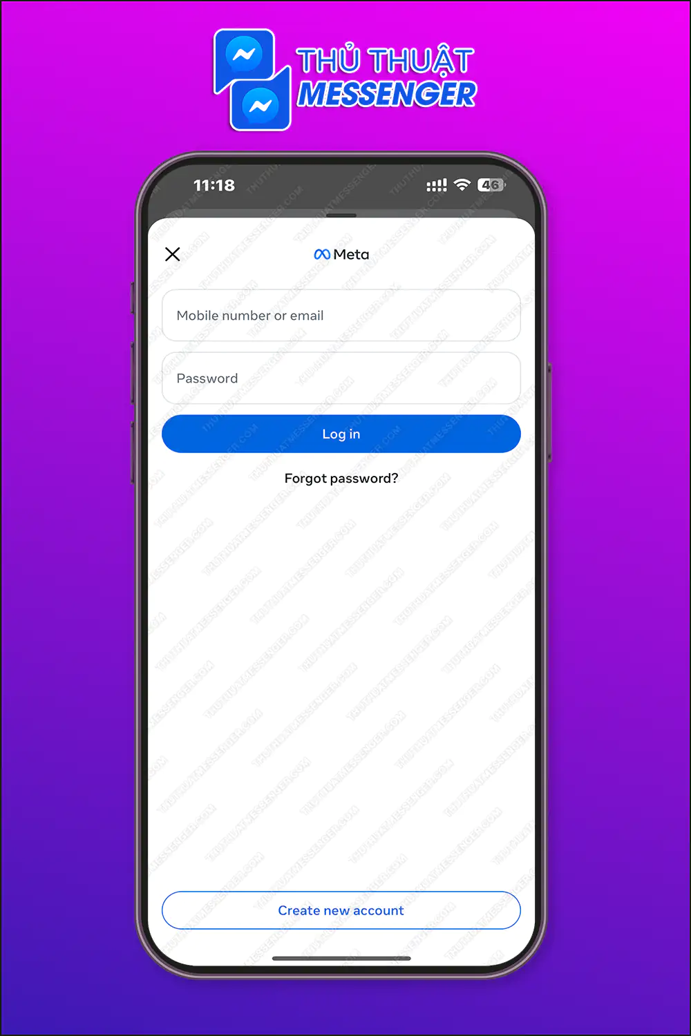 Tiến hành đăng nhập lại Messenger