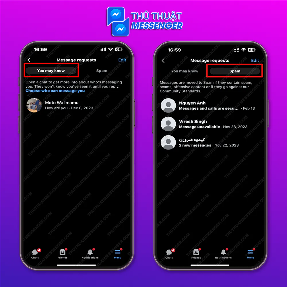 Bước 2: Chọn mục tin nhắn bạn muốn kiểm tra (Bạn có thể biết hoặc Spam) > Chọn tin nhắn mà bạn muốn xem nhất.